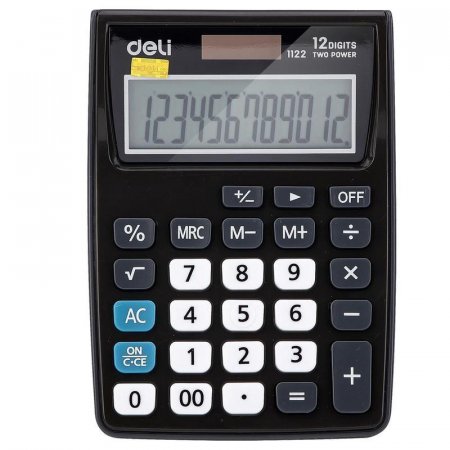 Калькулятор карманный Deli E1122 12-разрядный серый 119.1x85.7x28.5 мм