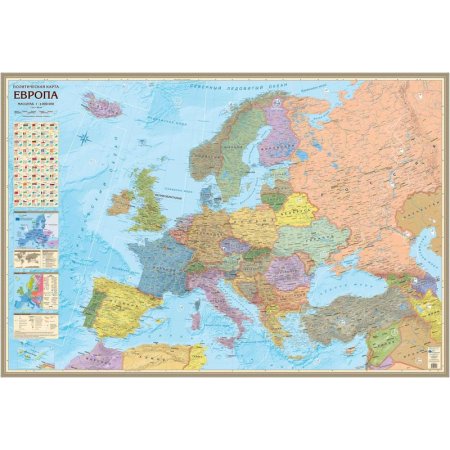 Настенная карта Европы политическая 1:4 000 000