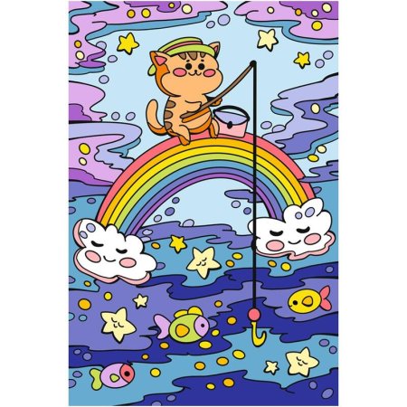 Картина по номерам Lori Волшебные истории Радужный кот