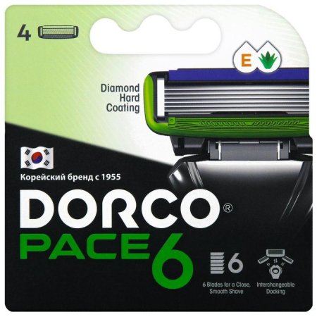 Сменные кассеты для бритья Dorco Pace6 (4 штуки в упаковке)