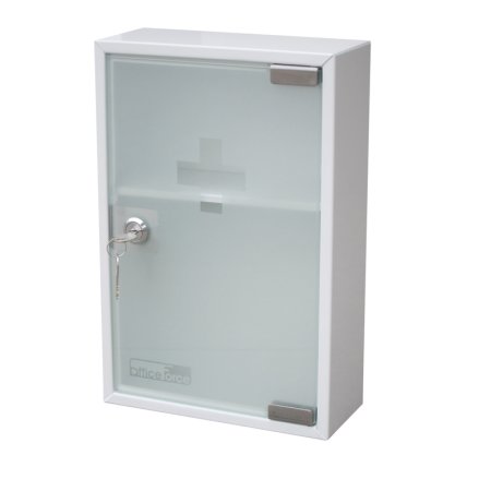 Аптечка металлическая Office-Force 20096 со стеклянной дверцей (без наполнения, 215 x 80 x 320 мм)