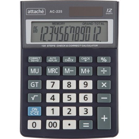 Калькулятор настольный Attache AС-225 12-разрядный серый/белый  147x105x33 мм