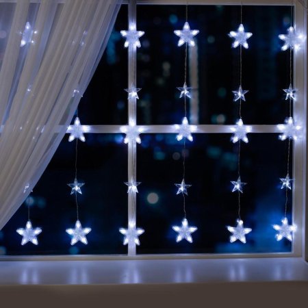 Гирлянда светодиодная Звездочки бахрома белый свет 186 светодиодов  (2.4х0.9 м)