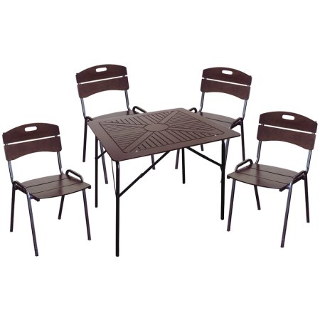 Набор мебели Толедо 2 коричневый/черный (стол, 4 кресла)