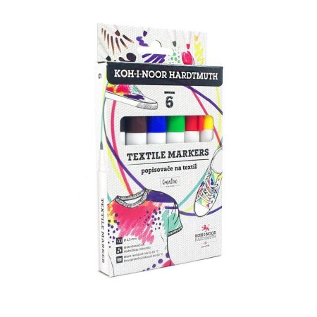 Набор маркеров для ткани Koh-I-Noor 3205 6 цветов (толщина линии 2.5 мм)