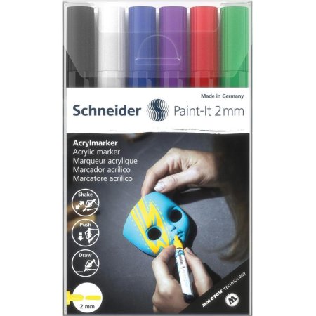 Набор акриловых маркеров Schneider Paint-it 310 6 цветов (толщина линии  2 мм) пулевидный наконечник