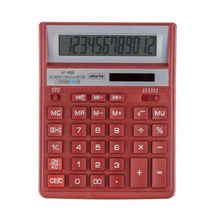 Калькулятор настольный Attache AF-888 12-разрядный красный 204х158х32 мм