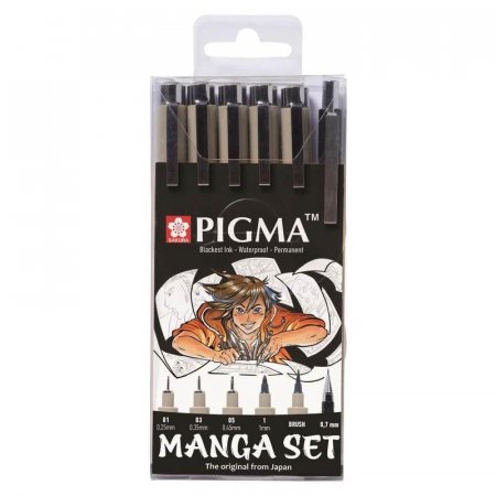 Набор капиллярных ручек Sakura Pigma Micron Manga 6 штук в упаковке