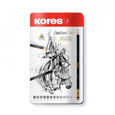 Набор чернографитных карандашей Kores Grafitos заточенные (12 штук в упаковке)
