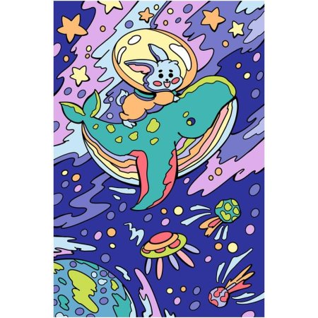 Картина по номерам Lori Волшебные истории Зайчик и кит