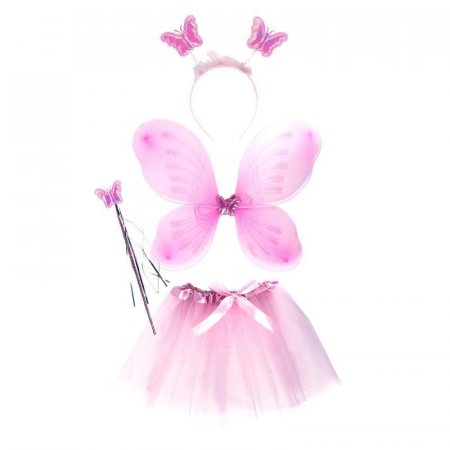 Набор маскарадный розовый (крылья, украшение на голову, волшебная палочка, юбка)