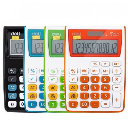 Калькулятор карманный Deli 1122 12-разрядный в ассортименте  119.1x85.7x28.5 мм