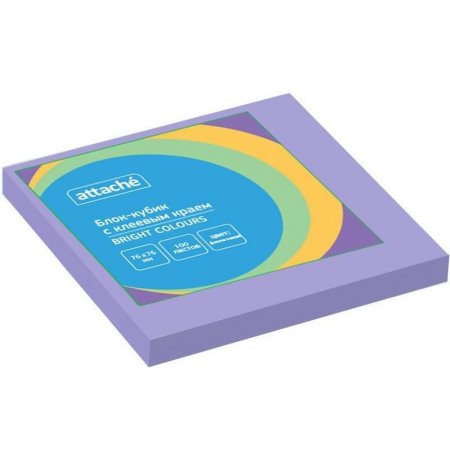 Стикеры Attache Bright colours 76х76 мм пастельные фиолетовые (1 блок,100 листов)