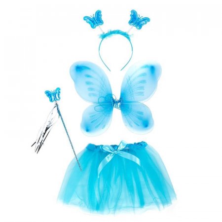 Набор маскарадный голубой (крылья, украшение на голову, волшебная палочка, юбка)