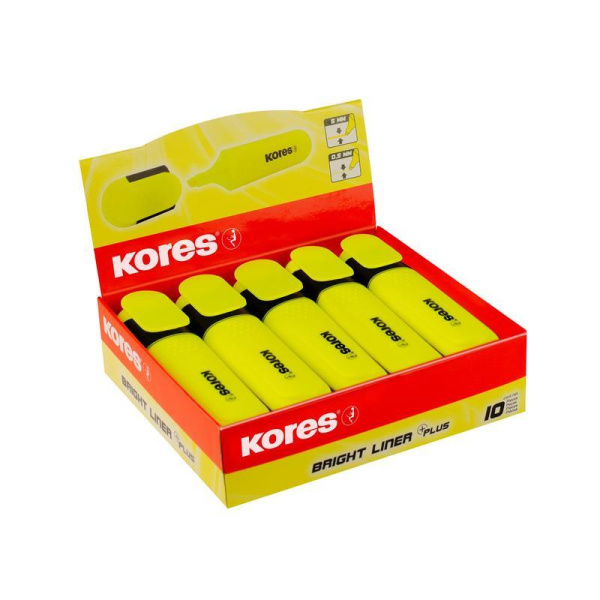 Текстовыделитель Kores Bright Liner Plus желтый (толщина линии 1-5 мм)