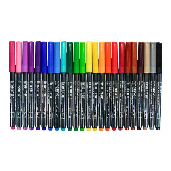 Набор линеров Koh-I-Noor Fineliners 24 цвета (толщина линии 0.3 мм)