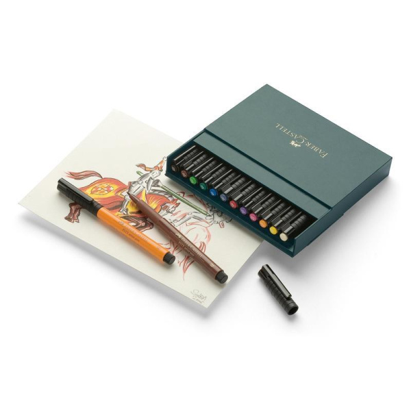 Набор капиллярных ручек Faber-Castell Pitt Artist Pen Brush 12 цветов  (толщина линии 0.7 мм)