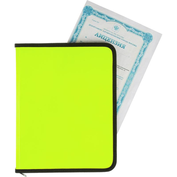 Папка-конверт на молнии Attache Neon A4 желтая 700 мкм