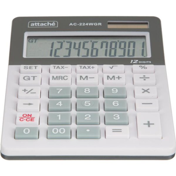 Калькулятор настольный Attache AС-224WGR 12-разрядный белый/серый  145x104x28 мм