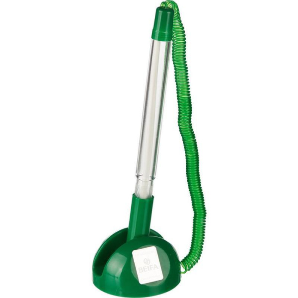 Ручка шариковая на липучке Beifa синяя (зеленый корпус, толщина линии 0.7 мм)