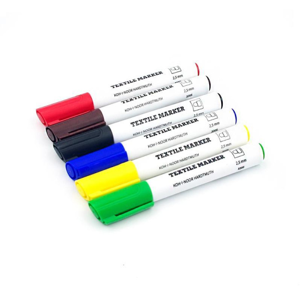 Набор маркеров для ткани Koh-I-Noor 3205 6 цветов (толщина линии 2.5 мм)
