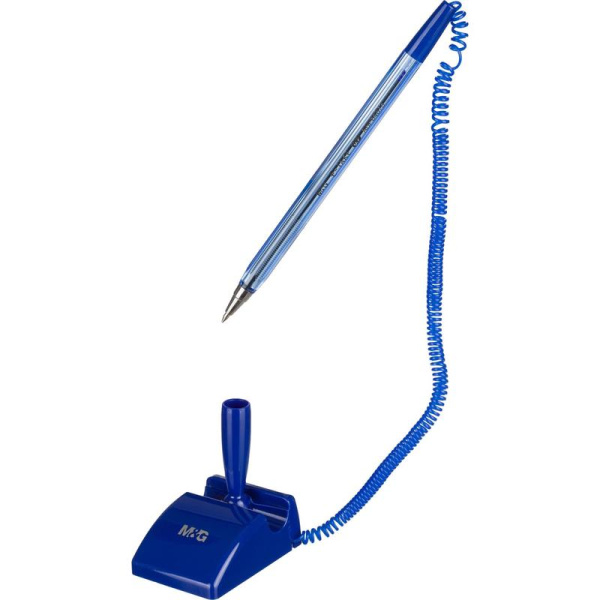 Ручка шариковая на подставке M&G цвет чернил синий с пружиной   (толщина линии 0.5 мм)