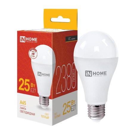 Лампа светодиодная In Home LED-A65-VC груша 25Вт 3000K 2380Лм 220В  4690612024066