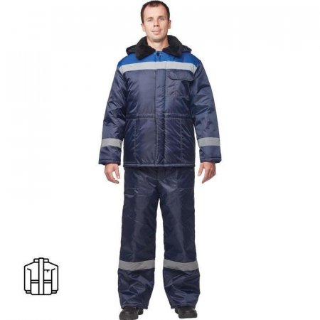 Куртка рабочая зимняя мужская з32-КУ с СОП синяя/васильковая из ткани  оксфорд (размер 44-46, рост 158-164)