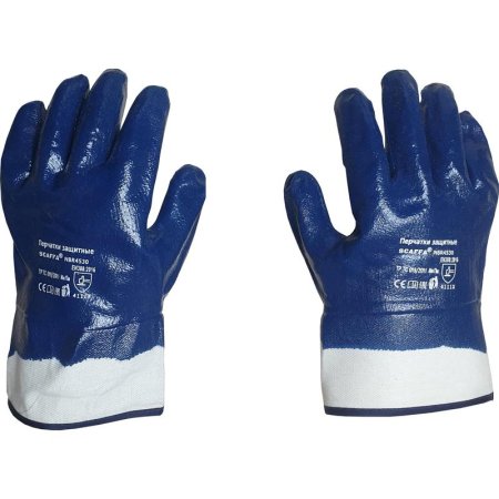 Перчатки рабочие защитные Scaffa NBR4530 хлопковые с нитрильным  покрытием синие  (размер 10, XL)