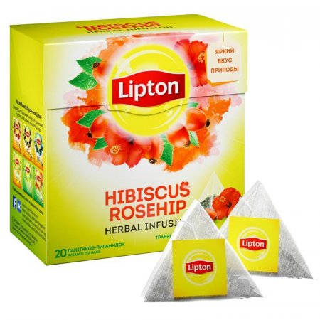 Чай Lipton Hibiscus Rosehip травяной с гибискусом и шиповником 20 пакетиков