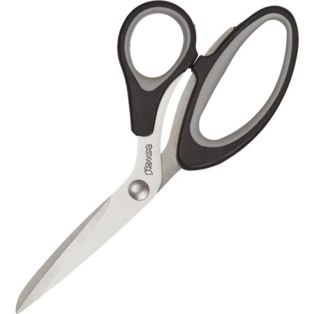 Ножницы 203 мм Комус с пластиковыми прорезиненными анатомическими  ручками черного/серого цвета