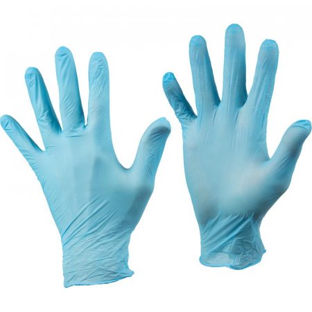 Перчатки медицинские смотровые нитриловые Safe and Care нестерильные  неопудренные голубые размер L (200 штук в упаковке)