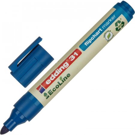 Маркер для бумаги для флипчартов Edding 31/3 Ecoline синий (толщина линии 1.5-3 мм) круглый наконечник