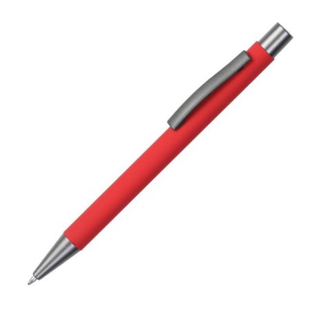 Ручка шариковая автоматическая синяя корпус soft touch  (красный/темно-серый корпус, толщина линии 0.7 мм)