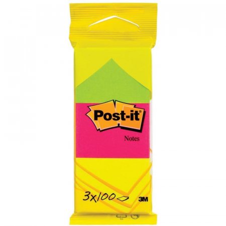 Стикеры Post-it 38x51 мм 3 цвета неоновые 3 блока по 100 листов