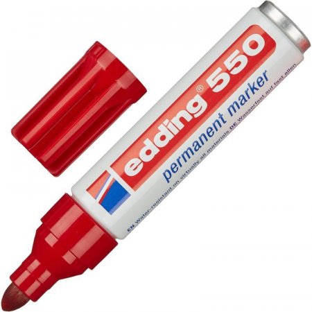 Маркер перманентный Edding 550/2 красный (толщина линии 3-4 мм) круглый наконечник