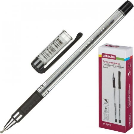 Ручка шариковая Attache Expert черная (масляные чернила, толщина линии 0.7 мм)