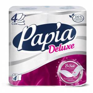 Бумага туалетная Papia Deluxe 4-слойная белая (4 рулона в упаковке)