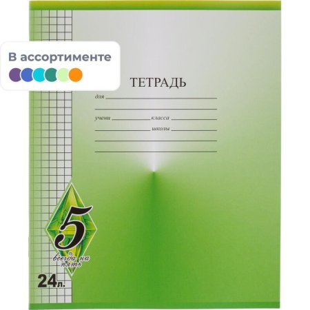 Тетрадь школьная Мировые тетради Всегда на 5 А5 24 листа в клетку  (ВД-лак, 20 штук в упаковке)