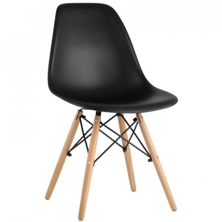 Стул для столовых Eames черный (пластик/металл/деревянные ножки)