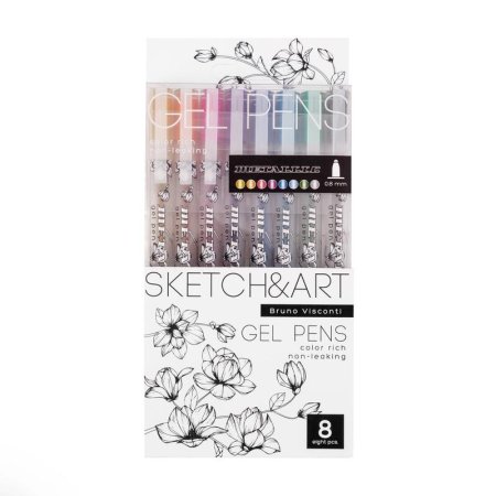 Набор гелевых ручек Sketch&Art Uni Write.Metallic 8 цветов  (толщина линии 0.8 мм) (20-0308)