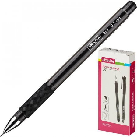Ручка гелевая Attache Epic, черная, 0,5 мм
