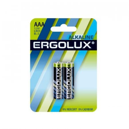 Батарейки Ergolux Alkaline мизинчиковые AAA LR03 (2 штуки в упаковке)