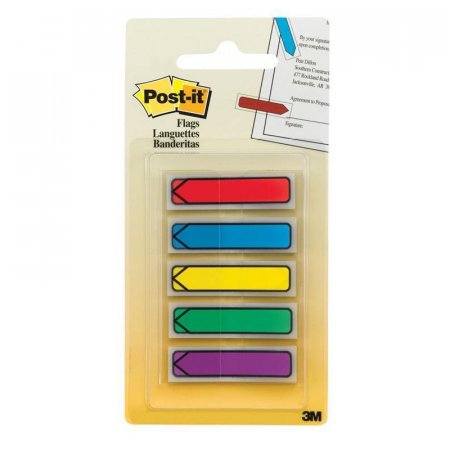 Клейкие закладки Post-it пластиковые 5 цветов по 20 листов в форме стрелки ширина 12 мм