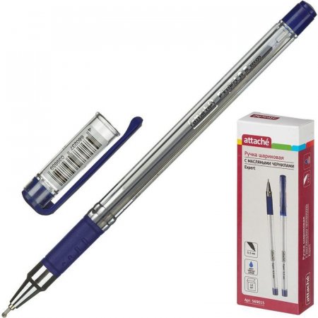 Ручка шариковая Attache Expert синяя (масляные чернила, толщина линии 0.7 мм)