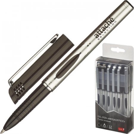 Ручка гелевая Attache Selection Glide Megaoffice черная (толщина линии 0.3 мм)