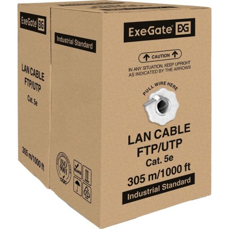 Кабель витая пара ExeGate UTP4-C5e-CU-S25-IN-PVC-GY-305-FLUKE cat 5e 305  м (EX281815RUS)