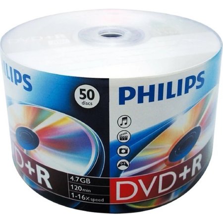 Диск DVD+R Philips 4.7 ГБ 16x bulk DR4S6U50F/97 (50 штук в упаковке)