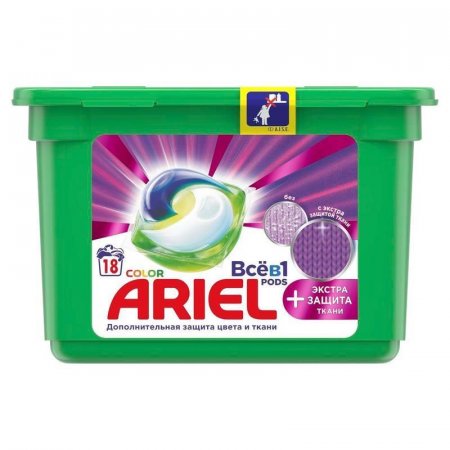 Капсулы для стирки Ariel Pods Экстра защита ткани 453.6 г (18 капсул в  упаковке)
