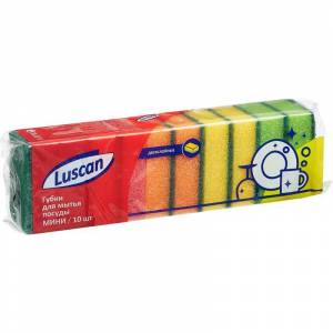 Губки для мытья посуды Luscan Мини 10 штук в упаковке поролоновые в ассортименте (80x50x26 мм)